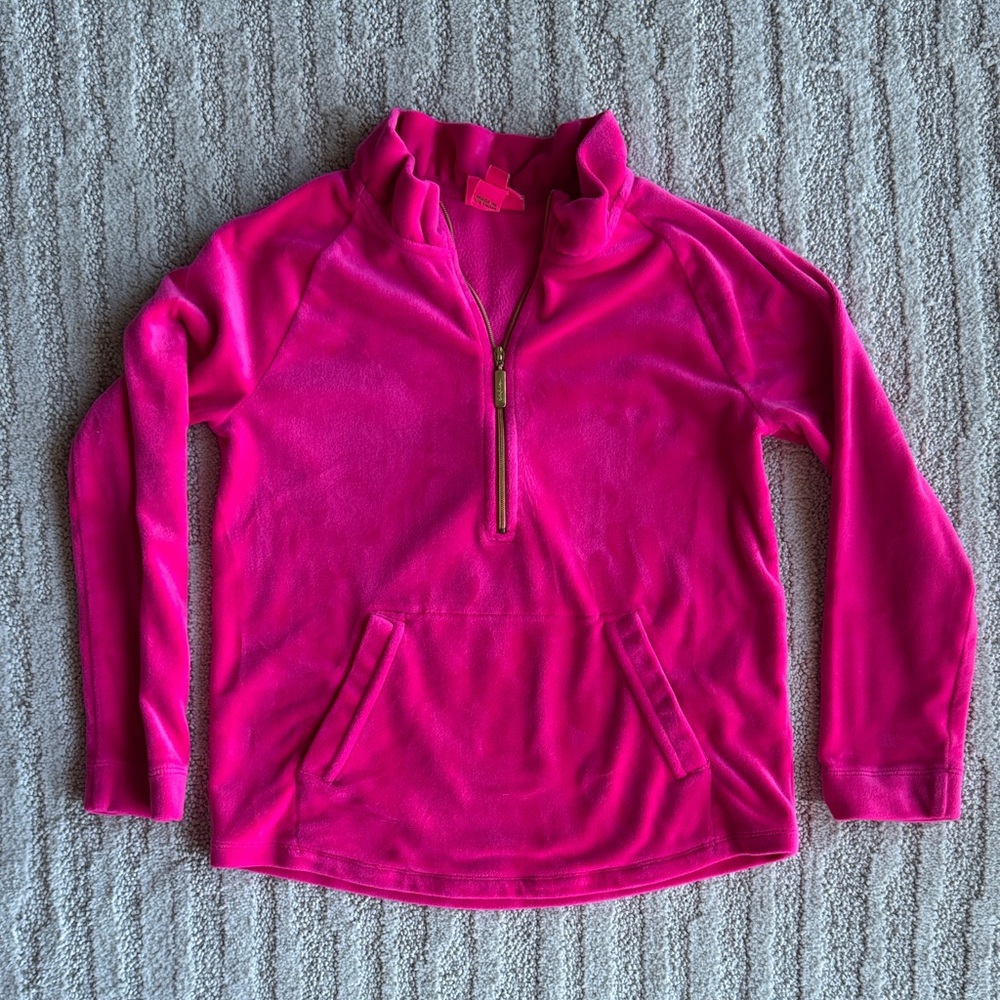 Lilly Pulitzer little skipper Hot Pink “Plumeria Pink” Half-Zip Pullover